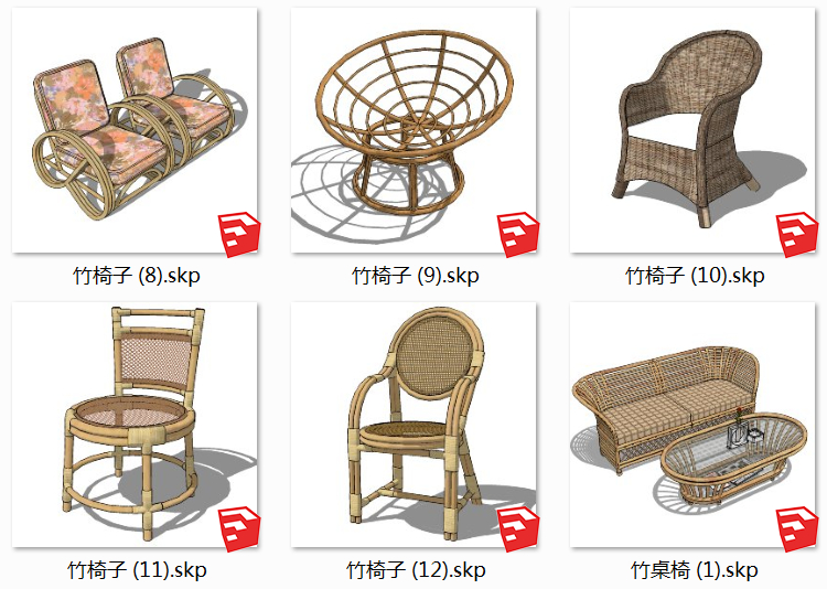 07竹桌椅SU模型