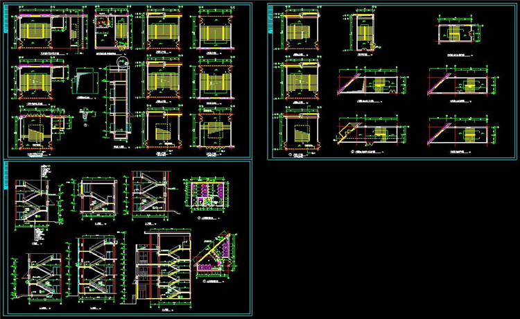 11楼梯电梯并联设计详图平面剖面图