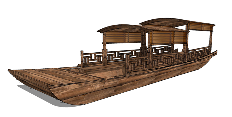 15木筏渔船SU模型13