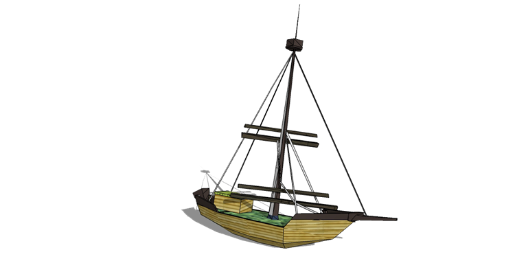 18木筏渔船SU模型16