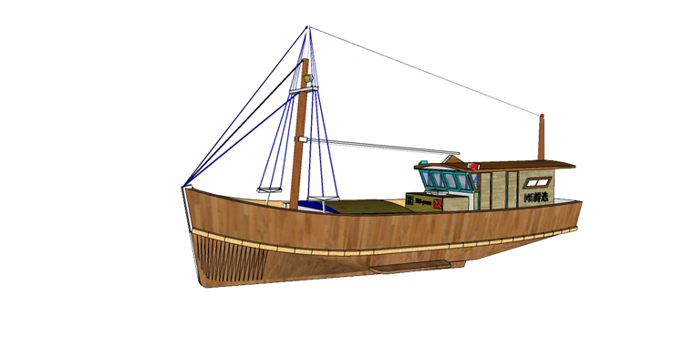 25木筏渔船SU模型23
