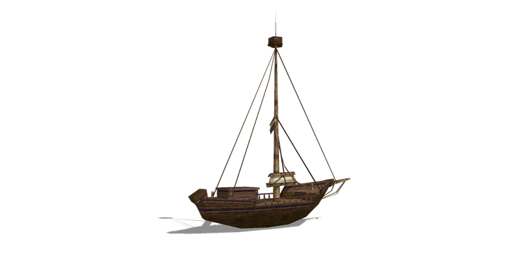 27木筏渔船SU模型25