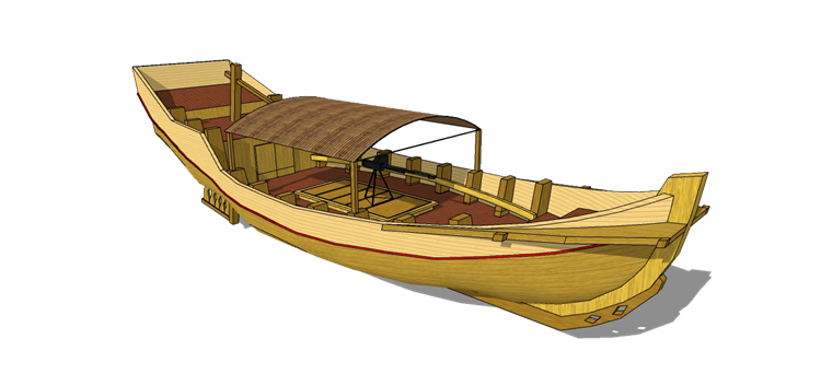 28木筏渔船SU模型26